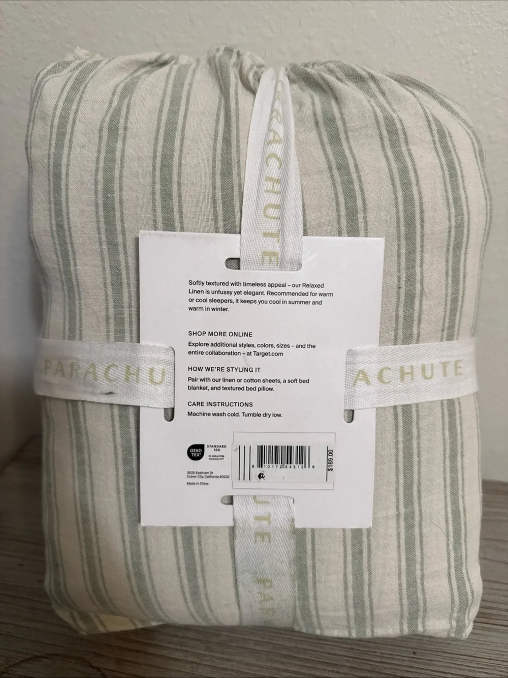 Relaxed Linen Stripe Duvet Cover & Sham Set - Parachute Full/Queen Jade Color